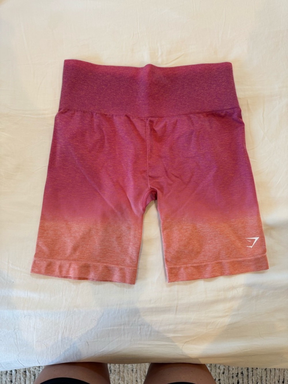 Gymshark Ombre High-Rise Bike Shorts in Berry to Coral